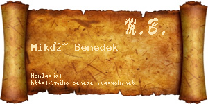 Mikó Benedek névjegykártya