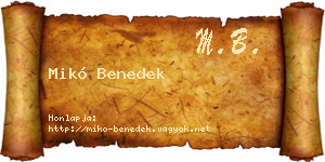 Mikó Benedek névjegykártya